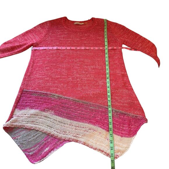 Soft Surroundings Asymmetrical Open Knit Tunic Sweater Salmon Pink Size Medium - Picture 7 of 12